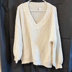 SO Women's Cream V-Neck Sweater